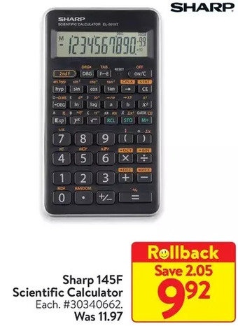 Walmart Sharp 145f scientific calculator offer