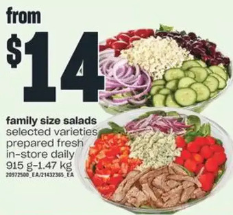 Independent Grocer Family size salads offer