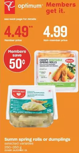 Independent Grocer Summ spring rolls or dumplings offer