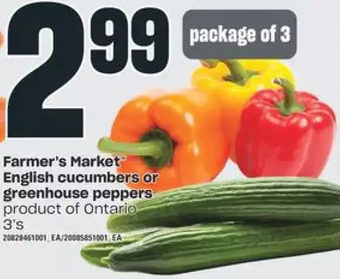 Independent Grocer Farmer's market english cucumbers or greenhouse peppers offer