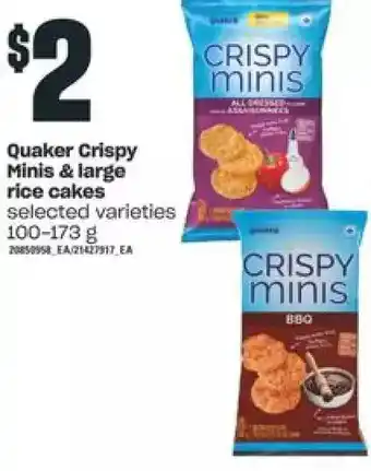 Independent Grocer Quaker crispy minis & large rice cakes offer