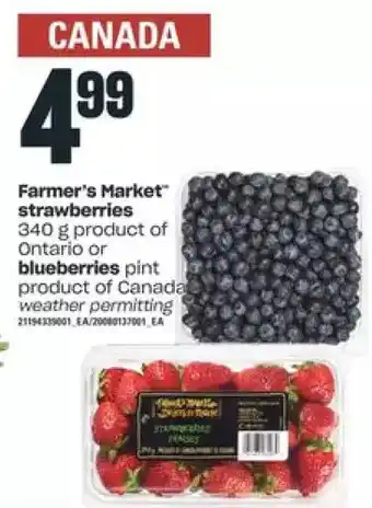 Independent Grocer Farmer's market strawberries or blueberries offer