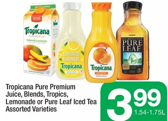 Highland Farms Tropicana pure premium juice, blends, tropics, lemonade or pure leaf iced tea offer
