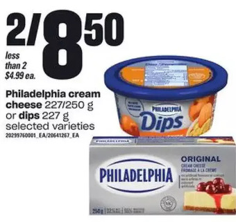 Loblaws Philadelphia cream cheese or dips offer