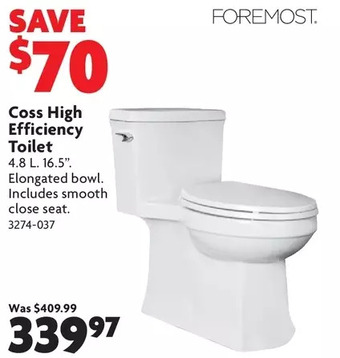 Home Hardware Coss high efficiency toilet offer