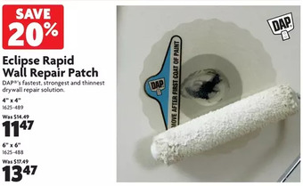 Home Hardware Eclipse rapid wall repair patch: 4" x 4" | 6" x 6" offer