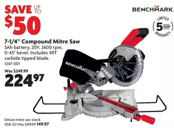 Home Hardware 7-1/4" compound mitre saw | deluxe mitre saw stand offer
