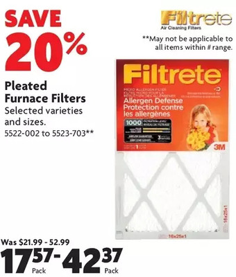 Home Hardware Pleated furnace filters offer
