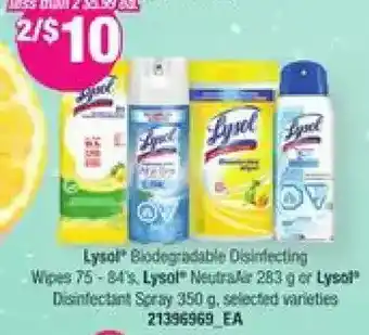 Zehrs Markets Lysol biodegradable disinfecting wipes, lysol neutraair or lysol disinfectant spray offer