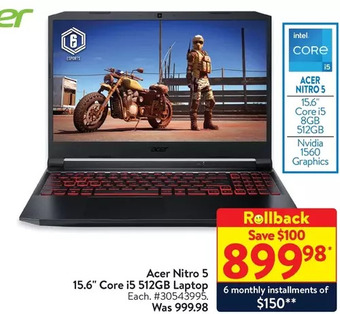 Walmart Acer nitro 5 15.6" core i5 512gb laptop offer