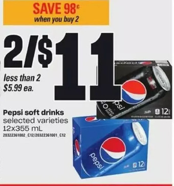 Valu-mart Pepsi soft drinks offer
