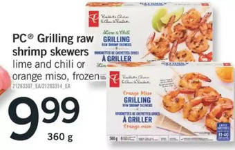 Fortinos Pc grilling raw shrimp skewers offer