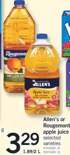 Fortinos Allen's or rougemont apple juice offer