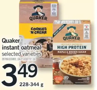 Fortinos Quaker instant oatmeal offer
