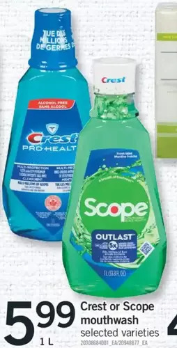 Fortinos Crest or scope mouthwash offer