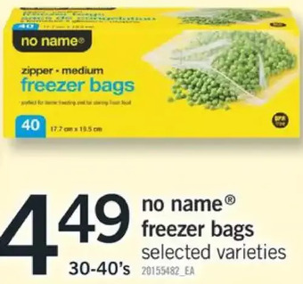 Fortinos No name freezer bags offer