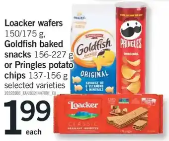 Fortinos Loacker wafers, goldfish baked snacks or pringles potato chips offer