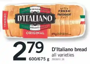 Fortinos D'italiano bread offer