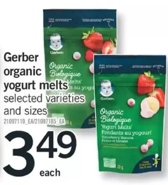Fortinos Gerber organic yogurt melts offer