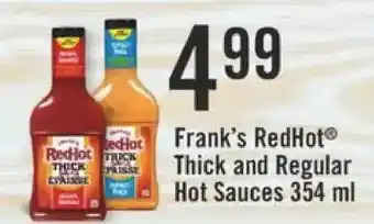 Fortinos Frank's redhot thick and regular hot sauces offer