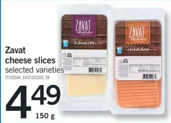 Fortinos Zavat cheese slices offer