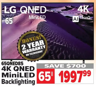 2001 Audio Video Lg 65" 4k qned miniled backlighting offer
