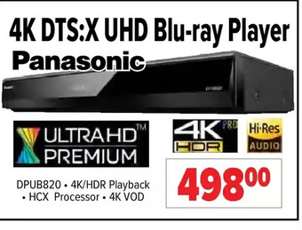 2001 Audio Video Panasonic 4k dts:x uhd blu-ray player offer