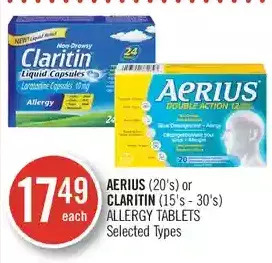Shoppers Drug Mart Aerius or claritin allergy tablets offer