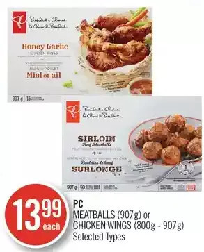 Shoppers Drug Mart Pc meatballs or chicken wings offer