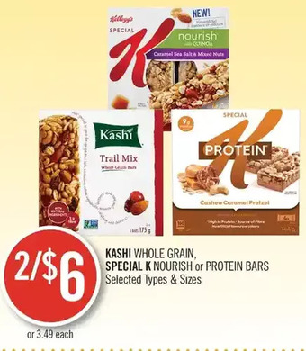 Shoppers Drug Mart Kashi whole grain, special k nourish or protein bars offer