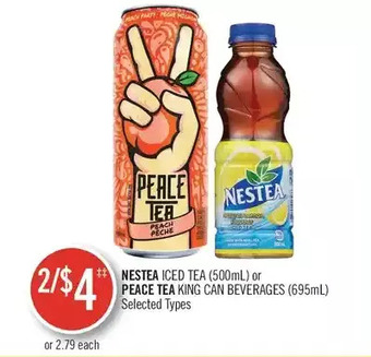 Shoppers Drug Mart Nestea iced tea or peace tea king can beverages offer