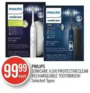 Shoppers Drug Mart Philips sonicare 6100 protectiveclean rechargeable toothbrush offer