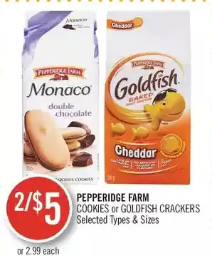 Shoppers Drug Mart Pepperidge farm cookies or goldfish crackers offer