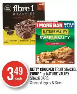 Shoppers Drug Mart Betty crocker fruit snacks, fibre 1 or nature valley snack bars offer