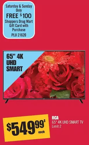 Shoppers Drug Mart Rca 65" 4k uhd smart tv offer