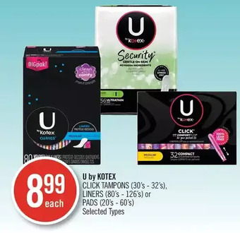 Shoppers Drug Mart U by kotex click tampons, liners or pads offer