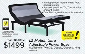 Leon's L2 motion ultra twin xl adjustable base offer