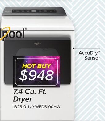 Leon's Whirlpool white electric dryer (7.4 cu.ft.) - ywed5100hw offer