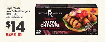 Longo's Royal meats pork & beef burgers offer