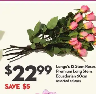 Longo's Longo's 12 stem roses premium long stem ecuadorian 60cm offer