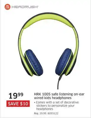 The Source Headrush hrk 1005 safe listening on-ear wired kids headphones offer