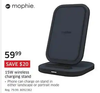 The Source Mophie 15w wireless charging stand offer