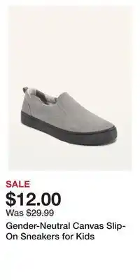 Old Navy Gender-neutral canvas slip-on sneakers for kids offer
