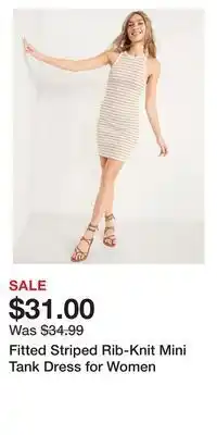 Old Navy Fitted striped rib-knit mini tank dress for women offer