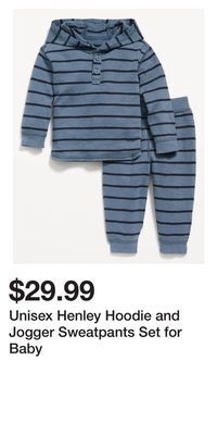 Old Navy Unisex henley hoodie and jogger sweatpants set for baby offer