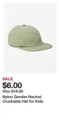 Old Navy Nylon gender-neutral crushable hat for kids offer