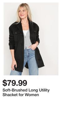 Old Navy Soft-brushed long utility shacket for women offer