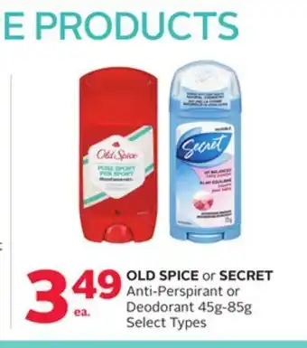 Rexall Old spice or secret anti-perspirant or deodorant 45g - offer