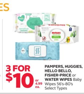 Rexall Pampers, huggies, hello bello, fisher-price or water wipes baby wipes offer