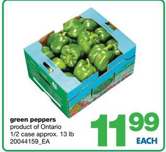 Wholesale Club Green peppers, 1/2 case approx. 13 lb offer